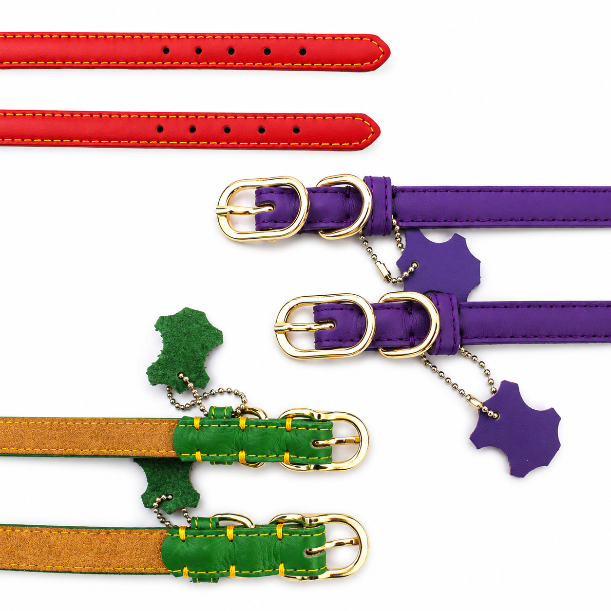Classic Leather Dog Collar with Hangtag