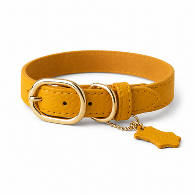 Classic Leather Dog Collar with Hangtag